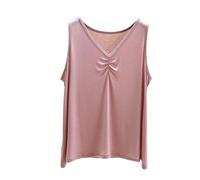 Ybing Camiseta sin mangas para mujer, informal, plisada, holgada, cuello de pico, camiseta de tirantes monocolor, chaleco de verano, suave, sin mangas, blusa ligera, cómoda camiseta de axilas, blusa