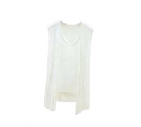 Ybing Camiseta sin mangas para mujer Y2K Fake de dos piezas, informal, cuello redondo, suelta, sin mangas, camiseta de verano, chaleco suave, camiseta deportiva fina, camiseta interior ligera, cómoda