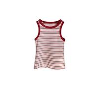 Ybing Camiseta sin mangas para niña, diseño a rayas, informal, cuello redondo, blusa ajustada, camiseta interior de algodón, camiseta de fitness, camiseta deportiva ligera, cómoda, sin mangas, top de