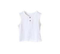 Ybing Camiseta sin mangas para niña y niño con botones de cuello redondo, camisetas de tirantes monocolor, algodón, ajuste regular, jersey ligero, sin mangas, blusa de moda, chaleco de verano, Blanco,