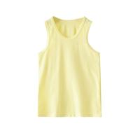 Ybing Camiseta sin mangas para niña y niño, de algodón, deportiva, monocolor, cuello en V, camiseta de tirantes suave, camiseta fina de verano, chaleco ligero, sin mangas, suelta, blusa de moda,