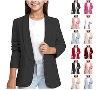 Ybing Cárdigan Niñas Elegante Blazer para Niñas Abrigo de Traje de Solapa de Color Sólido Chaqueta de Trabajo de Moda con Bolsillos Interiores Clásico Abrigo de Manga Larga Negocios Oficina Chaqueta