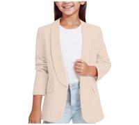 Ybing Cárdigan Niñas Elegante Blazer para Niñas Abrigo de Traje de Solapa de Color Sólido Chaqueta de Trabajo de Moda con Bolsillos Interiores Clásico Abrigo de Manga Larga Negocios Oficina Chaqueta