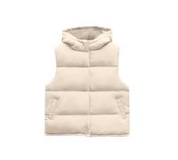 Ybing Chaleco de plumas para niña, grueso y cálido, chaleco acolchado informal, monocolor, chaleco de invierno con capucha, cómodo chaleco acolchado, chaleco térmico, sin mangas, chaqueta de invierno