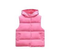 Ybing Chaleco de plumas para niña, grueso y cálido, chaleco acolchado informal, monocolor, chaleco de invierno con capucha, cómodo chaleco acolchado, chaleco térmico, sin mangas, chaqueta de invierno