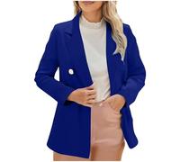 Ybing Chaqueta blazer elegante de color sólido para mujer, abrigo de traje con solapa con botones cruzados, chaqueta de traje de manga larga, chaqueta de traje de moda, abrigo adolescente, niña