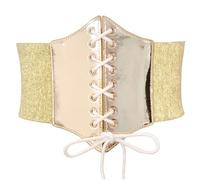 Ybing Corsé para mujer, ajustable, corsé, corsé de corte gótico, abdomen, cosplay, carnaval fiesta, sobrepecho, medieval, renacimiento, camiseta sin vientre, disfraz de Halloween, dorado, Talla única