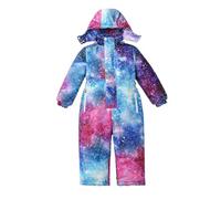 Ybing Galaxia Traje de Nieve de una Pieza Niños Niñas Cálido Mono de Esquí Unisex Niños Traje de Esquí a Prueba de Viento Mono de Nieve Exterior Softshell Chaqueta de Esquí Conjunto de Pantalones de