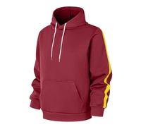 Ybing Hoodie Herren Oversized Modische Kapuzenpullover mit Gelb Strift Casual Sweatshirt mit Kapuze Locker Kapuzenpulli leichte Langarm Pullover Hoody Tops Streetwear Top, Vino, XL