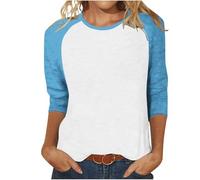 Ybing Individual 3/4 Manga Jersey Mujer Autodiseño Frontal Impreso Camiseta de Manga Larga Moda Mangas raglán Tops Exclusiva Personalización con Foto Texto Logo Algodón Manga Larga Camiseta, azul