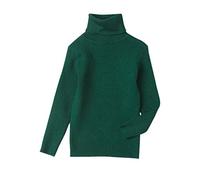 Ybing Jersey de punto para niña de un solo color, de costillas, de punto casual, acanalado, cómodo, de manga larga, cálido, básico, suéter, camiseta de punto, parte de arriba, verde, 130