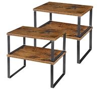 YBING Juego de 4 Estantes de Almacenamiento Estanteria Cocina, Organizador de Mostrador Apilable, Expandible Portaespecias para Gabinete, para Alimentos y Cubiertos(Marrón)