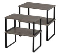 YBING Juego de 4 Organizador Cocina Estanteria Cocina, Organizador Armarios Cocina Apilable para Encimera, Gabinete, Estantes de Almacenamiento para Alimentos y Cubiertos (Gris 2)
