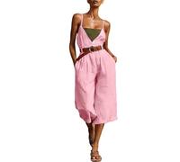 Ybing Mono casual para mujer, pantalones de una pieza, informales, ligeros, de una pieza, pantalones de peto de pierna ancha, pantalones de exterior para adolescentes y niñas, Rosa., L