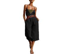 Ybing Mono casual para mujer, pantalones de una pieza, informales, ligeros, de una pieza, pantalones de peto de pierna ancha, pantalones de exterior para adolescentes y niñas, Negro , M