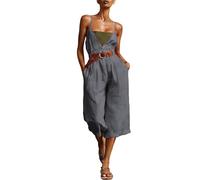 Ybing Mono casual para mujer, pantalones de una pieza, informales, ligeros, de una pieza, pantalones de peto de pierna ancha, pantalones de exterior para adolescentes y niñas, gris oscuro, S