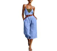 Ybing Mono casual para mujer, pantalones de una pieza, informales, ligeros, de una pieza, pantalones de peto de pierna ancha, pantalones de exterior para adolescentes y niñas, azul claro, 3XL