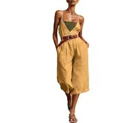 Ybing Mono casual para mujer, pantalones de una pieza, informales, ligeros, de una pieza, pantalones de peto de pierna ancha, pantalones de exterior para adolescentes y niñas, amarillo, XXL