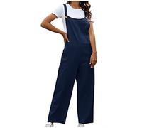 Ybing Mono de mujer deportivo informal de algodón y lino, pantalones de verano con cintura elástica, pantalones sueltos de una pieza, pantalones de vacaciones, pantalones de playa, pantalones de