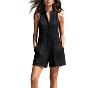 Ybing Mono deportivo para mujer, informal, de una pieza, informal, ligero, de una pieza, mono de trabajo, para adolescentes y niñas, Negro , M