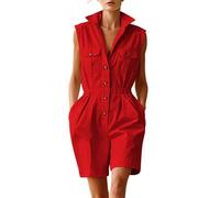 Ybing Mono para mujer, elegante, festivo, elegante, informal, ligero, de una pieza, pantalones de peto, pantalones casuales, adolescentes, niñas, rojo, M