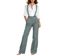 Ybing Mono para mujer, elegante, festivo, informal, de una pieza, pantalones de verano, cintura elástica, pantalones de peto, cómodos, boho de verano, para adolescentes y niñas, gris, XXL