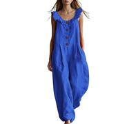 Ybing Mono para mujer, elegante, festivo, informal, informal, informal, ligero, de una pieza, pantalones de pierna ancha, pantalones para mujer, azul, S
