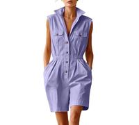 Ybing Mono para mujer, festivo, informal, informal, ligero, de una pieza, pantalones de peto, pantalones de ciclismo, adolescentes y niñas, morado, L