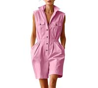 Ybing Mono para mujer, festivo, informal, informal, ligero, de una pieza, pantalones de peto, pantalones de ciclismo, adolescentes y niñas, Rosa., XL