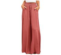 Ybing Palazzohosen Damen Sommer Elegant Hosenrock Lang Weite Bein Plissee Hosen High Waist Harem Hosen Leicht Und luftig Sommerhose Einfarbig Baggy Freizeithose mit Taschen Strandhose Stoffhose