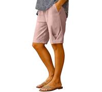 Ybing Pantalones cortos de lino para mujer, largos hasta la rodilla, ligeros, cortos, elegantes, monocolores, pantalones de verano, sueltos, con bolsillos, algodón, lino, pantalones cortos de verano