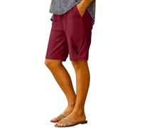 Ybing Pantalones cortos de lino para mujer, largos hasta la rodilla, ligeros, cortos, elegantes, monocolores, pantalones de verano, sueltos, con bolsillos, algodón, lino, pantalones cortos de verano