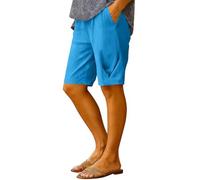 Ybing Pantalones cortos de lino para mujer, largos hasta la rodilla, ligeros, cortos, elegantes, monocolores, pantalones de verano, sueltos, con bolsillos, algodón, lino, pantalones cortos de verano