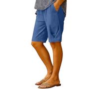 Ybing Pantalones cortos de lino para mujer, largos hasta la rodilla, ligeros, cortos, elegantes, monocolores, pantalones de verano, sueltos, con bolsillos, algodón, lino, pantalones cortos de verano