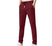 Ybing Pantalones de chándal holgados para hombre, de seda de hielo, pantalones de chándal ligeros de un solo color, transpirables, de tela, pantalones de verano, pantalones deportivos con cordón y