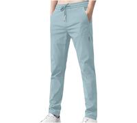 Ybing Pantalones de chándal holgados para hombre, de seda de hielo, pantalones de chándal ligeros de un solo color, transpirables, de tela, pantalones de verano, pantalones deportivos con cordón y
