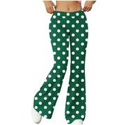 Ybing Pantalones de deporte para mujer, con estampado de lunares, pantalones de yoga, pantalones de deporte, cintura alta, cómodos, holgados, verde, M