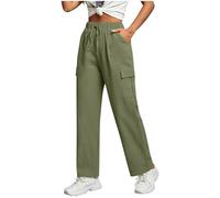 Ybing Pantalones de lino para mujer, elegantes pantalones de muselina, ligeros, bohemios, pantalones de playa con bolsillos y cordón, de algodón y lino, pantalones de tela elásticos, pantalones de