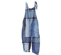 Ybing Pantalones de peto sin mangas para mujer, informales, de algodón, de lino, informales, ligeros, de una pieza, pantalones sueltos, pantalones de trabajo, pantalones chinos con bolsillo, azul, XXL