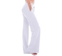 Ybing Pantalones de trabajo para mujer, holgados, elásticos, de cintura alta, pantalones cargo ligeros, monocolor, pantalones deportivos, de algodón, pantalones de yoga, cómodos, pantalones de chándal