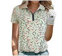Ybing Polo para mujer con impresión 3D, con cremallera, solapa, camiseta de golf, informal, manga corta, blusa de secado rápido, camiseta de verano, camiseta de algodón, camiseta clásica, Blanco, S