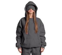 Ybing Sudadera con capucha de viaje con antifaz integrado para mujer, cómoda, modo avión, sudadera con capucha de gran tamaño, sudadera de moda con bolsillos, elegante, monocolor, camiseta deportiva