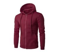Ybing Sudadera para hombre, monocolor, con cremallera, ligera, chaqueta de entretiempo con capucha, elegante chaqueta con capucha con bolsillos, sudadera para hombre, corte ajustado, chaqueta