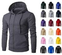 Ybing Sudadera para hombre, monocolor, con cremallera, ligera, chaqueta de entretiempo con capucha, elegante chaqueta con capucha con bolsillos, sudadera para hombre, corte ajustado, chaqueta