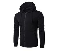 Ybing Sudadera para hombre, monocolor, con cremallera, ligera, chaqueta de entretiempo con capucha, elegante chaqueta con capucha con bolsillos, sudadera para hombre, corte ajustado, chaqueta