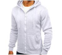 Ybing Sudadera para hombre, monocolor, con cremallera, ligera, chaqueta de entretiempo con capucha, elegante chaqueta con capucha con bolsillos, sudadera para hombre, corte ajustado, chaqueta