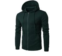Ybing Sudadera para hombre, monocolor, con cremallera, ligera, chaqueta de entretiempo con capucha, elegante chaqueta con capucha con bolsillos, sudadera para hombre, corte ajustado, chaqueta
