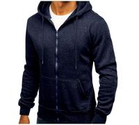 Ybing Sudadera para hombre, monocolor, con cremallera, ligera, chaqueta de entretiempo con capucha, elegante chaqueta con capucha con bolsillos, sudadera para hombre, corte ajustado, chaqueta