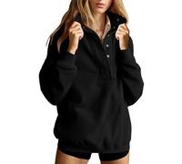 Ybing Sudadera para mujer con botones y cuello alto, sin capucha, sudadera moderna monocolor, suelta, para otoño e invierno, camiseta de manga larga, cómoda, de manga larga, para adolescentes y niñas