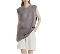Ybing Suede Tank Top Mujer Casual Monocolor Camiseta de tirantes Locker Cuello Redondo Camiseta Interior Ligera Sin Mangas Túnica Camiseta Verano Delgado Chaleco Transpirable Camiseta de Axilas Cómoda